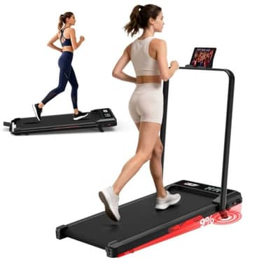 Tapis de Course Pliable 4 en 1 avec Inclinaison Manuelle 9% – Tapis de Marche 1-10 km/h, Moteur sans Balais 3,0 HP, Amorti Avancé, Écran LED, 140 kg Max, pour Maison et Bureau