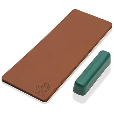 BeaverCraft Cuir à décaper Strop pour aiguiser les couteaux LS2P1 - Kit d'affûtage de couteaux 8 x 20 cm - Aiguiseur de couteaux avec affûtage Ensemble de pâte à polir Strop - Double face