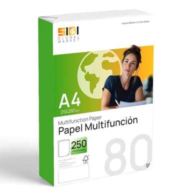 Feuilles A4 80g, Papier pour Imprimante Laser et Jet d’Encre, Papier Blanc pour Imprimer, Écrire ou Dessiner, Format DIN A4 210x297mm, Ramette de Papier pour Bureau et Maison - SIDI (80g, 250f)