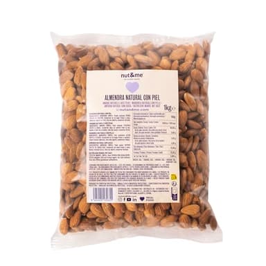 Amandes décortiquées PREMIUM 1 kg nut&me | Amandes naturelles | Crues pelées | Sans sel | Source de protéines | Haute teneur en fibres | Sans gluten |