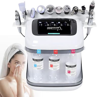 SHENGSHIYU Hydrafacial Machine Professionnel,Comprend 10 Buses de Traitement et 3 Flacons de Solution,écran Tactile 8 Pouces,Appareil Hydrafacial pour Divers Problèmes Cutanés Courants
