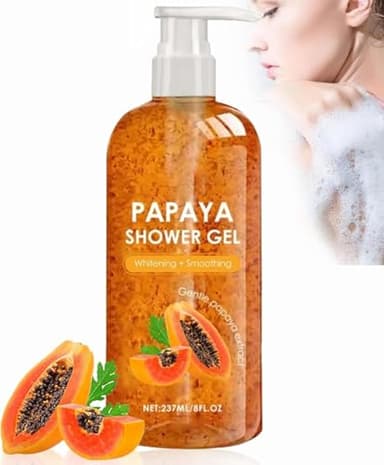 Gel douche éclaircissant corps à la papaye,Brightening Body Wash Papaya,Savon liquide à la papaye, gel douche à la mousse douce aide à nettoyer la peau,Enrichi en fruits qui nourrissent la peau
