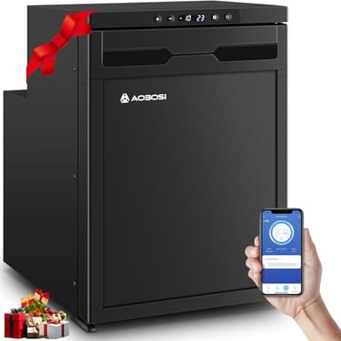 AAOBOSI 45L Glaciere Electrique, Glaciere a Compression avec APP, Eclairage LED, 12V/24V, Glacière Électrique Jusqu'à -20°C, Pour Voitures, Camions, Caravanes, Bateaux, Camping et Voyages