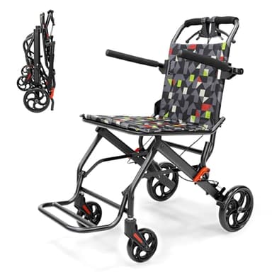 Inyanpower Fauteuil Roulant de Transfert Pliable et Ultra-Léger (7,5 kg)-Assise 39 cm - Chaise roulante Compact et Ultra-Étroit - Idéal pour les voyages et l'intérieur -Jusqu'à 100 kg (IN-A068)