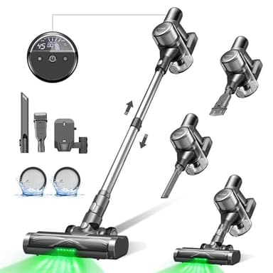 Ultenic Aspirateur Balai sans Fil U12 Vesla, 450W 45kPa, Aspirateur sans Fil Puissant avec Detect Laser, 45 Min/4 Vitesses, Brosse Anti-Emmêlement, pour Tapis Poils Animaux Sol Dur Voiture