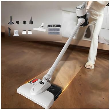 MeLtor Aspirateur Balai Laveur sans Fil 5 en 1 Compact - Léger, Aspirateur Vapeur sans Fil Léger Puissant Aspirateur Laveur Vapeur pour Sol Dur Tapis Poils d'animaux Voiture,White