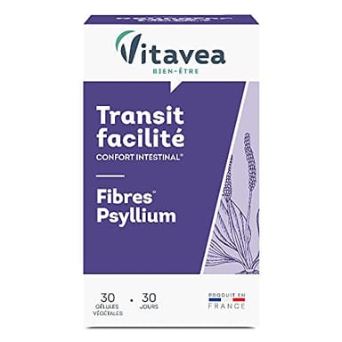 VITAVEA BIEN-ETRE - Complément Alimentaire Fibres Psyllium - Idéal Transit, Confort Intestinal - Psyllium et Avoine - 30 gélules - Cure de 1 mois - Fabriqué en France