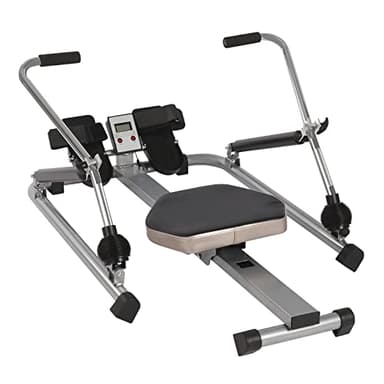 Rameur hydraulique entièrement mobile et réglable avec siège souple, écran LCD et long rail pour exercices cardio, rameur, rameur, pliable, fitness, résistance réglable
