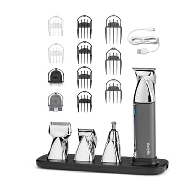 BaByliss Tondeuse cheveux sans fil Super-X Metal, Lames en acier japonais, 10 sabots, 2 sabots oreille, Batterie lithium, affichage digital, Poignée en métal, noir, E996E