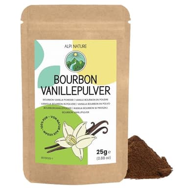 Alpi Nature Vanille en Poudre Bourbon 25g, Gousse de Vanille Bourbon de Madagascar Moulue Qualité A