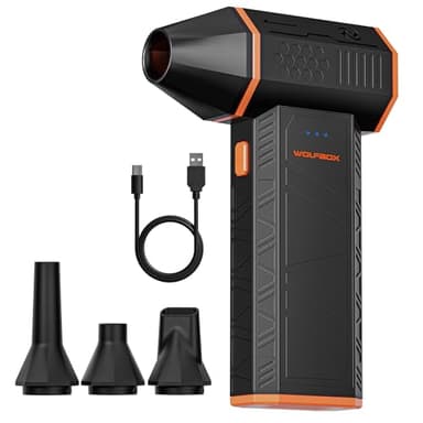 WOLFBOX MF50 Soufflette à Air Comprimé – Souffleur PC 110 000 tr/min, 3 Vitesses Réglables – Dépoussiéreur Haute Puissance pour PC, Clavier, Voiture, Maison