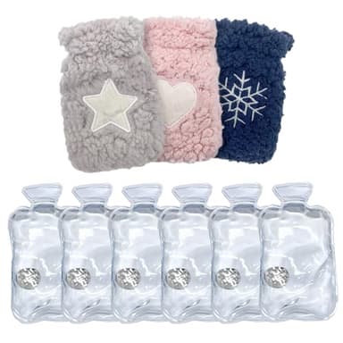 Lot de 6 Chaufferette Main Reutilisable, Chauffe Main de Poche Portable avec 3 Sacs Chauffe-Mains en Peluche, Chaufferettes Noël de l'Avent d'hiver pour Cadeaux pour Enfants et Adultes, 13 x 8cm