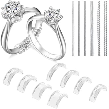 Coopache Ajusteur de Bague Invisible Trop Grande 14Pcs Adaptateur Retrecisseur Réducteur Taille de Bagues en Silicone pour Anneau Femme Homme Transparente