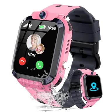 JUBUNRER Montre Connectée Enfant GPS Traceur Bracelet Enfant Téléphone SOS Réveil Jeux Modèle de Classe Montre Enfant Garcon Fille Étanche Digitale Cadeau-