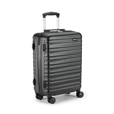 Amazon Basics Bagage à roulettes rigide- 55 x 40 x 20 cm Taille cabine, Noir Approuvé pour Ryanair et la plupart des compagnies low cost