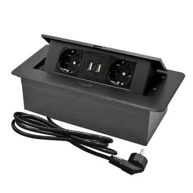 CHENGPI Multiprise Encastrable Plan de Travail,Bloc Prise Escamotable avec 2 Prises et Port USB et Port TypeC,Prise Plan de Travail Cuisine,1.8M Câble
