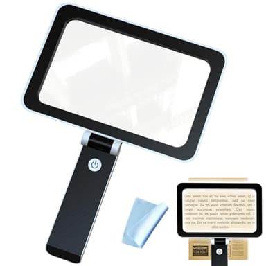 Loupe de Lecture avec lumière - 3 loupes de Lecture avec lumière - pour Personnes âgées - avec 24 Lampes LED Ultra Lumineuses et à intensité Variable - Loupe de Lecture Pliable - Idéale pour Lire