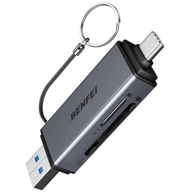 BENFEI Lecteur de Cartes SD, Adaptateur USB C vers Carte mémoire Micro SD à Double Fente Compatible avec iPhone 15 Pro/Max, MacBook Pro/Air 2023, iPad Pro, iMac, S23, XPS 17, Surface Book 3, etc.