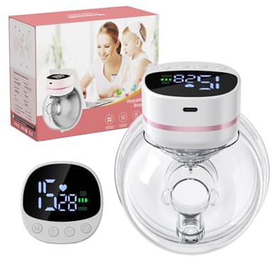 Kidken Tire-lait mains libres, tire-lait portable de la bouche de bébé avec 5 modes et 15 niveaux, tire-lait électrique portable - bride 19/21MM (Noir et blanc,1pcs)