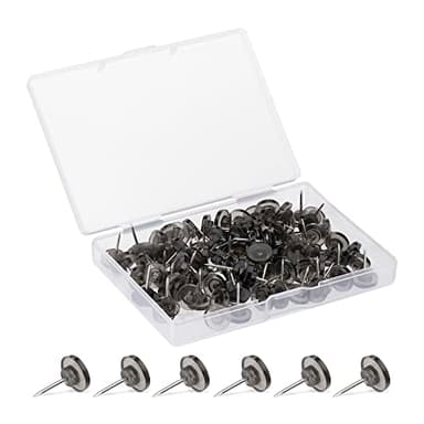 kwmobile Punaises tableau liège - Boîte 100x punaise transparente 11x16mm papiers feuilles documents listes notes photos - Fourniture bureau école