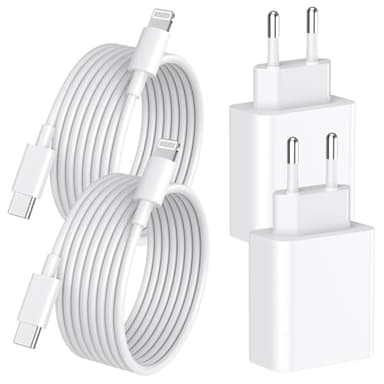 Chargeur Rapide iPhone 14 13 Pro Max, 4-Pack [Apple MFi Certifié] Chargeur Mural USB C PD 20W avec Câble de Charge Rapide USB C vers Lightning de 2 Mètres Compatible avec iPhone 14 13 12 11 XS XR X 8