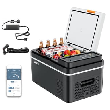 VEVOR Glacière Électrique à Compression de Voiture 22 L, -20 °C à 20 °C Réfrigérateur Portable Contrôle via APP, 12/24 V DC et 100-240 V AC Mini Frigo Auto pour Camping Voyage Plage Bateaux Pêche