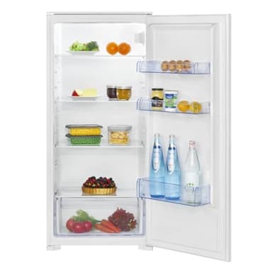 Bomann, Réfrigérateur Encastrable 199L Blanc VSE7811 avec Éclairage LED, Contrôle Électronique, Super Refroidissement, Alarme Sonore, 4 Étagères en Verre, Bac à Légumes, Dimensions 122x54x54 cm