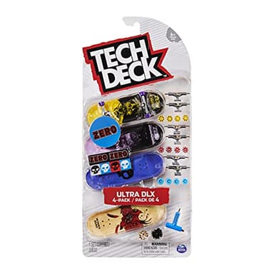 TECH DECK - FINGER SKATE - PACK 4 FINGER SKATES - Authentique Finger Skates 96 mm À Personnaliser et à Collectionner - Mini skate de doigt - Jouet Enfant 6 Ans et + - Modèle aléatoire