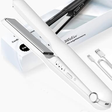 UKLISS Brosse Lissante Sans Fil, Brosse Lissante Pour Cheveux, Brosse Chauffante Lissante,Chauffante Ions Négatifs sans Fil, Anti-BrûLure Lisseur Cheveux Portable, USB Rechargeable,160~200℃ Blanc