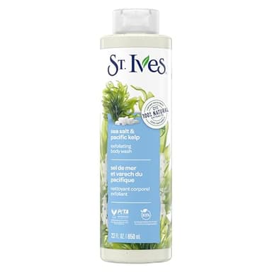 St. Ives Gel douche exfoliant purifiant au sel de mer et au varech du Pacifique (650 ml) fabriqué avec des nettoyants végétaux et un exfoliant 100 % naturel 473 ml