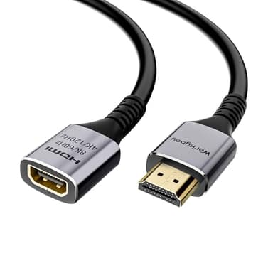 Werkybay 8K Rallonge HDMI 2.1 Câble 3m, Mâle vers Femelle 8K@60Hz 4K@120Hz, 48Gbps Ultra Highspeed, UHD eARC HDCP2.3 HDR10+ 3D, Câble D'extension HDMI Compatible avec TV Stick, HDTV, PS5/4,Xbox etc