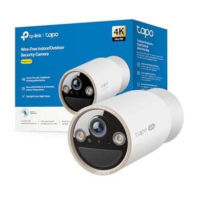 Tapo C460 Caméra de Surveillance Extérieure 4K 8MP, Batterie 10000mAh, Vision Nocturne Couleur Starlight, Wi-FI Dual-Band, Base Magnétique, Détection AI Gratuite