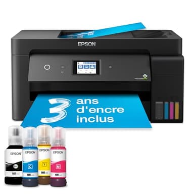Epson Imprimante EcoTank ET-15000 avec Réservoirs, Multifonction 4-en-1: Imprimante recto verso / Scanner / Copieur / Fax, A3+, Chargeur, Jet d'encre couleur, Wifi Direct, Faible coût par page