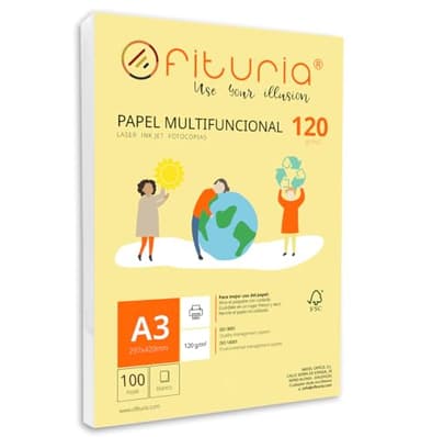 Ramette de papier A3 120g avec 100 feuilles blanches, papier multifonctionnel pour un usage scolaire et professionnel. Idéal pour imprimantes laser, à jet d’encre ou photocopieuses – Ofituria