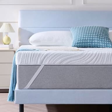 Hiimgo Surmatelas 140 x 190 x 5CM, Épaisseur 5CM, Surmatelas Memoire de Forme Gel,Absorbant et Respirant,avec Design Antidérapant，Housse de Matelas Amovible et Lavable.