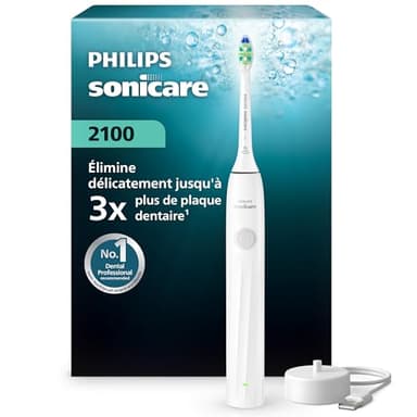 Brosse à dents électrique Philips Sonicare série 2000 – brosse à dents sonique avec 2 niveaux d’intensité, EasyStart, SmarTimer, 14 jours d’autonomie, coloris blanc, modèle HX4021/01, [Nouveau]