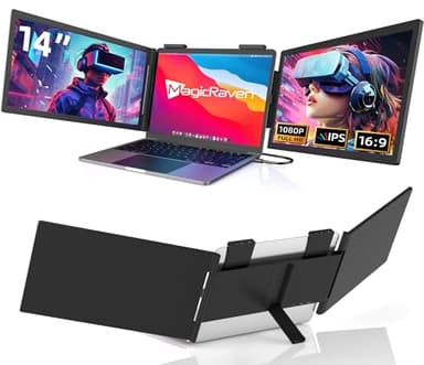 MAGICRAVEN Double Écran PC Portable, 14" Moniteur Portable 1080P IPS Écran Pivotant à 270°, Moniteur pour Ordinateur Portable 14" à 16", Deuxième Ecran Portatif USB C pour Windows/Mac/Chrome