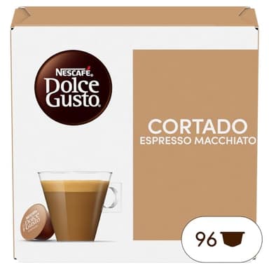 Nescafé Dolce Gusto Cortado Espresso Macchiato - Café - 96 Capsules (Pack de 6 boîtes x 16)