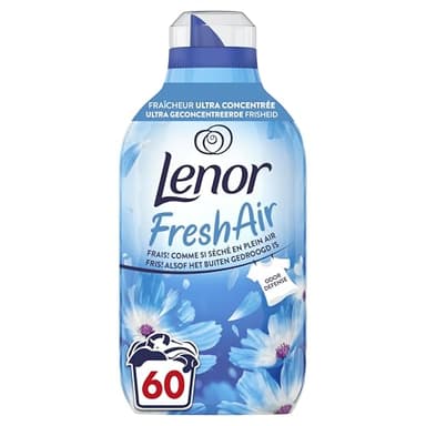 Lenor Fresh Air Adoucissant 60 Lavages, Parfum Fraîcheur Matinale, Protection Anti-Odeurs, Fraîcheur Ultra Concentrée, Fabriqué En France