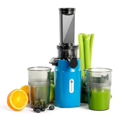 Ventray Ginnie Extracteur de Jus - Slow Juicer Pression Douce 60 Tours, Presse à froid, Fonction de Mastication Inversée, Extracteur de Jus de Fruits et Légumes Sans BPA, Facile à nettoyer, Bleu Ciel