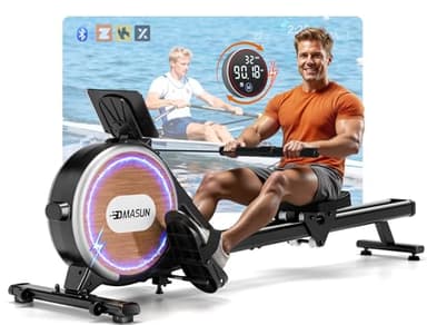 [Version 2026] DMASUN Rameur Musculation D'appartement, Silencieux Rameur Electromagnétique Connecter APP ave 32 Niveaux de Résistance, Écran LCD Multifonction, Double Rails Amélioré, Capacité 160KG
