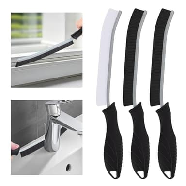 TQRR Brosse de Nettoyage à Poils Durs, Brosse Joint Carrelage, Brosse Salle de Bain pour Les Toilettes, la Maison, la Baignoire, l'évier, la Fenêtre (3, Noir)