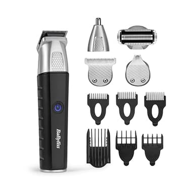 BaByliss Tondeuse Multi-usages Lithium Power 11-in-1 - Kit complet sans fil incluant une tondeuse barbe,cheveux et nez, oreilles et sourcils, Waterproof, Noir/Gris, MT812E