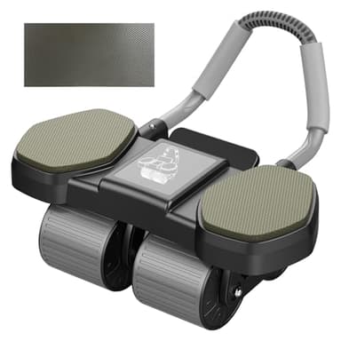 ARAER Roue Abdominale,automatique roue abdominale avec support coude Appareil d'entraînement abdominal à rebond automatique,4 roulettes,musculation,Avec support pour téléphone portable (noir)