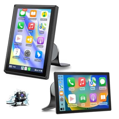AWESAFE Carplay Voiture 7" Écran pour Carplay & Android Auto,Mode Portrait/Paysage Rotatif à 360° avec Caméra de Recul FM Bluetooth AUX/Commande Vocal Siri/GPS,MirrorLink