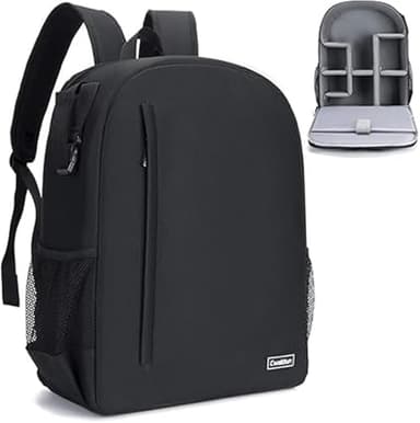 Cwatcun Sac à dos pour appareil photo Sac professionnel pour appareil photo DSLR/SLR, sacoche pour appareil photo compatible avec Sony Canon Nikon Accessoires pour appareil photo (3.0 Noir, L)