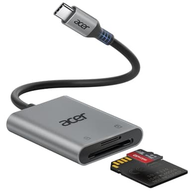 acer Lecteur de Carte SD USB C, Adapateur Carte Mémoire MicroSD USB C 5Gbps, Simultané à Lire et Écrire pour SD/Micro SD/SDHC/SDXC/MMC，Compatible avec iPhone 16 Plus Pro Max 15 iPad Macbook Pro Air