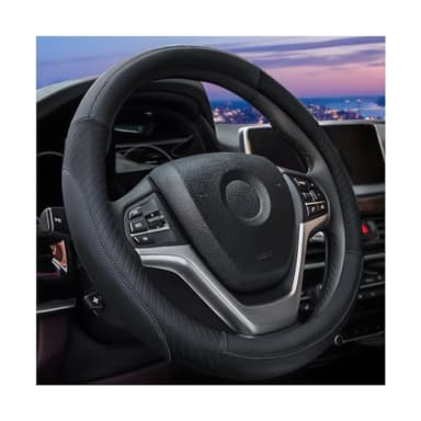 JNNJ Couvre Volant Voiture, Antidérapant Couvre Volant, Respirant Housse De Volant en Cuir, Housse De Volants 37-38cm, Voiture Accessoires D'intérieur Protecteurs pour Femmes Et Hommes(Noir)