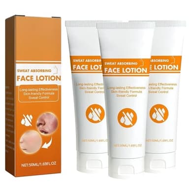Lotion crème anti-transpirante et absorbante pour le visage Douce pour la peau Produit anti-transpirant pour le visage, le front et les peaux grasses Rafraîchissante et longue durée (3 pcs)