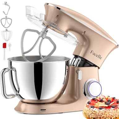 Robot Patissier 2000W 8.5L Robot Cuisine Multifonctions Puissant, Facelle Mixeur Batteur sur Scole, avec Batteur, Fouet, Crochet Pétrin, 6 Vitesses, Robot Patisserie Multifonction